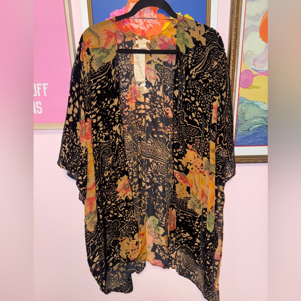 Floral Kimono velour Cardigan